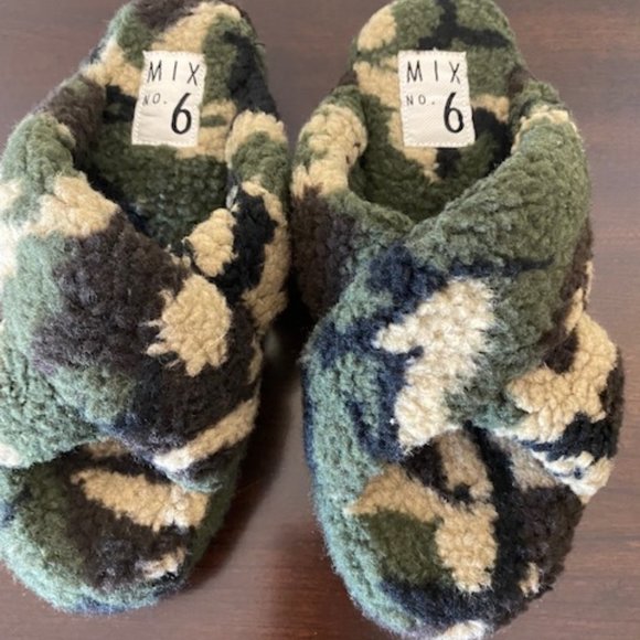 Mix No.6 Amatta Faux Shearling Slipper Camouflage Size 5M - Picture 2 of 11
